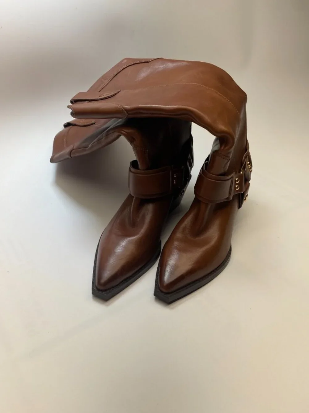 Marc Fisher LTD Womens Rally Leather Strap-and-Grommet Western Brown Boots Sz 7 - Picture 6 of 11